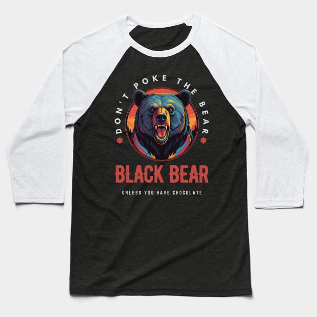Black Bear Baseball T-Shirt by Pearsville